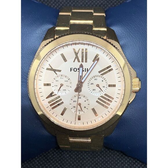 Fossil AM4511 Women's Watch Rose Gold Tone Dial Analog Quartz Roman Numeral O479 - Picture 1 of 8